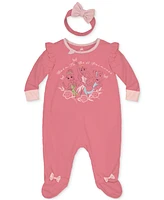 Disney Baby Girls Princess Footed Coverall & Headband, 2 Piece Set