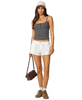 Edikted Womens Striped Henley Tank Top