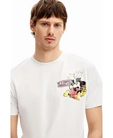 Desigual Men's Short-sleeved Mickey Mouse t-shirt with a phrase.