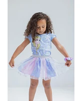 Disney Princess Moana Frozen T-Shirt Tulle Skirt and Scrunchie 3 Piece Outfit Set