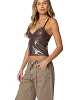 Edikted Women's Carmie Vinyl Tank Top