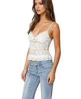 Edikted Womens Torin Sheer Lace Tank Top