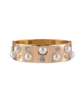 Laundry by Shelli Segal Gold Tone Hinge Bracelet with Crystal Stone and Pearl Accents