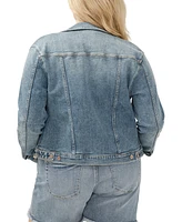 Silver Jeans Co. Plus Notched Crop Jean Jacket