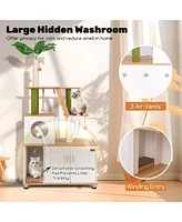 Hidden Cat Washroom with Cat Tower Stylish & Functional Furniture for Indoor Cats