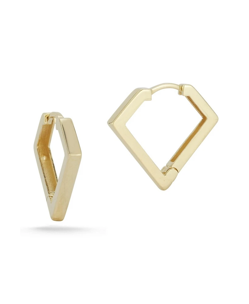 Rachel Zoe Fine Jewelry 14K Gold Square Shaped Huggie Hoop Earrings