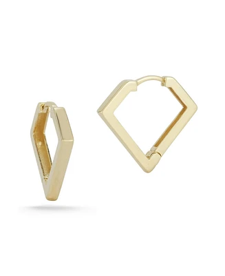 Rachel Zoe Fine Jewelry 14K Gold Square Shaped Huggie Hoop Earrings