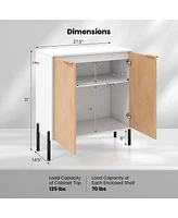 2-Door Buffet Cabinet Sideboard with Shelf and Metal Legs For Dining Room