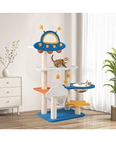 Cat Tree with Ufo Top Perch, Space Capsule & Scratching Posts Fun & Cozy Playhouse for Cats