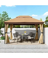 13 x 10 Feet Patio Gazebo Double Vented Gazebo With Sidewall