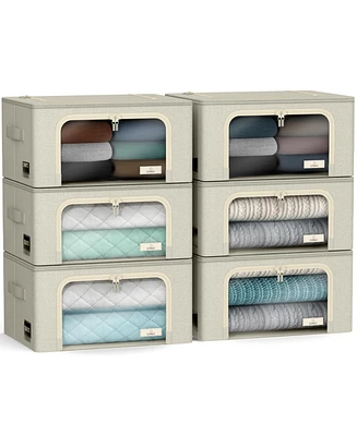 Sorbus Pack Foldable Storage Box - Metal Frame, Oxford Fabric, Large Window & Handles Organization for Bedroom