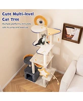 Multi-Level Cat Tower with Scratching Board & Interactive Toys Fun & Engaging Playhouse for Cats