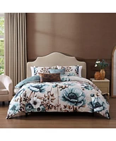 Bebejan Flowers in the Mist Bedding 100% Cotton Sateen 5 Piece King Size Reversible Comforter Set