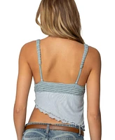 Edikted Womens Ruffled Asymmetric Tank Top