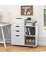 3-Drawer File Cabinet with Adjustable Shelf and Wheels for Letter