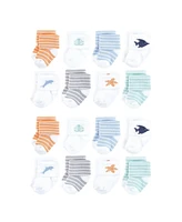 Hudson Baby Cotton Rich Terry Socks 16-Pack, Starfish, 0-6 Months