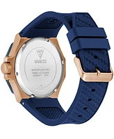 Guess Men's Multifunction Blue Silicone Watch, 45mm
