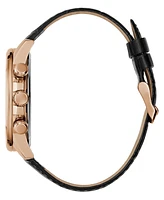 Guess Men's Multifunction Black Genuine Leather Watch