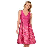 Adrianna Papell Women's Floral Jacquard Fit & Flare Dress