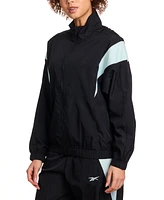 Reebok Women's Woven Crinkle Colorblocked Track Jacket