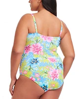 Bleu by Rod Beattie Plus Lets Get Away Shirred Swimsuit