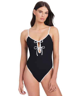 Sanctuary Women's Key Item Stay Connected Tie-Front Swimsuit