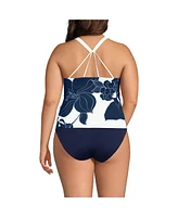 Lands' End Women's Plus Ddd-Cup Tugless High Neck Strappy Back Tankini Swimsuit Top