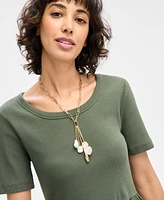On 34th Gold-Tone Mixed Stone Multi-Charm Pendant Necklace, 20" + 2" extender, Exclusively at Macy's