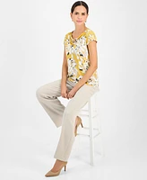 Kasper Women's Printed Cowlneck Top, Regular & Petite