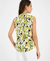 Kasper Women's Printed Sleeveless Keyhole Top