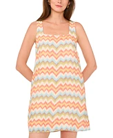 1.state Women's Sleeveless Square Neck Chevron Mini Dress