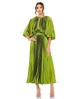 Women's Pleated Caplet T-Length Gown Dress