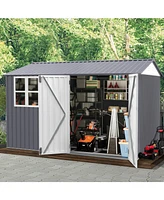 8x10 ft Outdoor Shed: Galvanized Steel with 6 Vents and Double Lockable Door