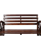 2-Person Wagon Wheel Bench for Outdoor & Patio