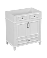 30" Solid Wood Bathroom Vanity Cabinet with Soft-Close Doors (White)