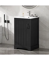 20" Bathroom Vanity with Sink, Bathroom Cabinet with Soft Closing Door, Storage Rack and Adjustable Shelve, Black