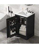 20" Bathroom Vanity with Sink, Bathroom Cabinet with Soft Closing Door, Storage Rack and Adjustable Shelve, Black