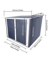 Bicycle Outdoor Steel Storage Shed, Stores 4 Bikes,Grey
