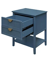 Side Table with 2 Drawers Nightstands Modern Bedside Table End Table with 3 Tiers Storage Space for Living Room Small Coffee Table