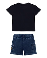 Guess Baby Boys 2-Piece Short Sleeve T-Shirt and Knit Denim Set