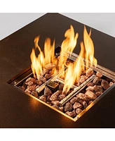 28IN Square fire pit table Propane Fire Table with Stainless steel lid