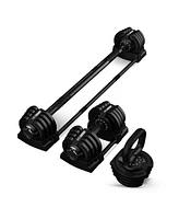 HolaHatha 3-in-1 Multifunctional Home Gym Workout Dumbbell Set Equipment, Black