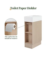 18.6" Bathroom Vanity with Sink, Bathroom Vanity Cabinet with Two-tier Shelf, Left or Right Orientation, Natural
