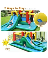 Inflatable Water Slide Bounce House with Climbing Wall & Tunnel Fun Outdoor Playset for Kids