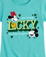 Disney Big Girls Minnie Mickey St Patrick's Day Lucky Graphic Short Sleeve T-Shirt