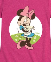 Disney Big Girls Minnie Bunny Easter Graphic Short Sleeve T-Shirt