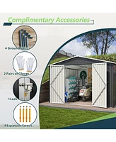 10x10 Ft Outdoor Metal Storage Shed with Lockable Doors and Frame