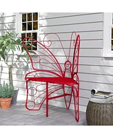 Modern Cast Metal Butterfly Bench: Outdoor Seating for Gardens, Yards, and Patios