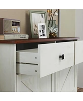 Farmhouse Double Tilt-Out Trash Cabinet with Hideaway Drawer