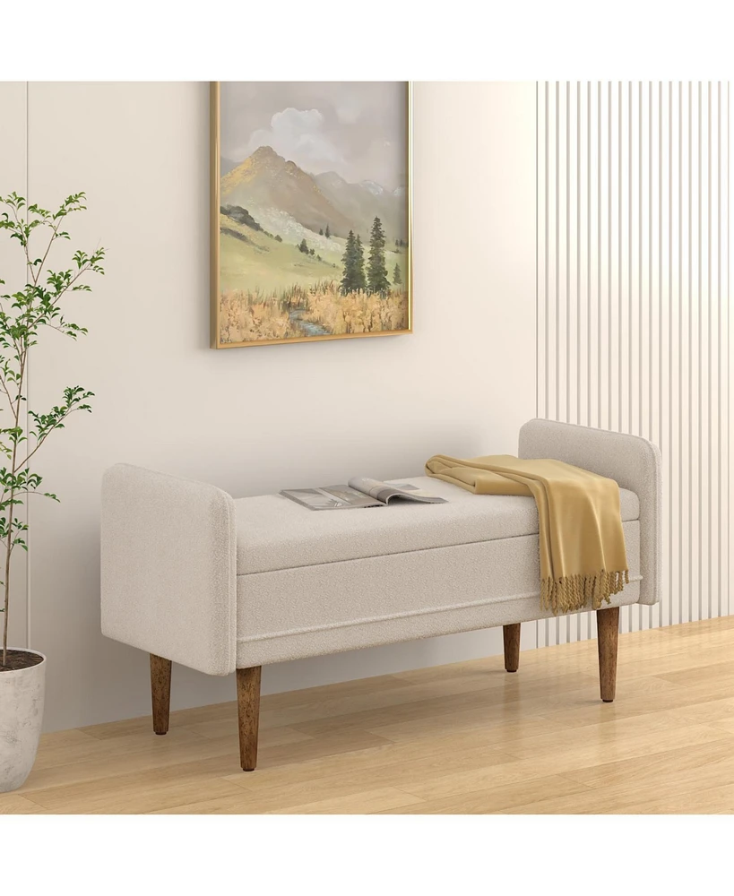Teddy Velvet Storage Stool with Ample Capacity